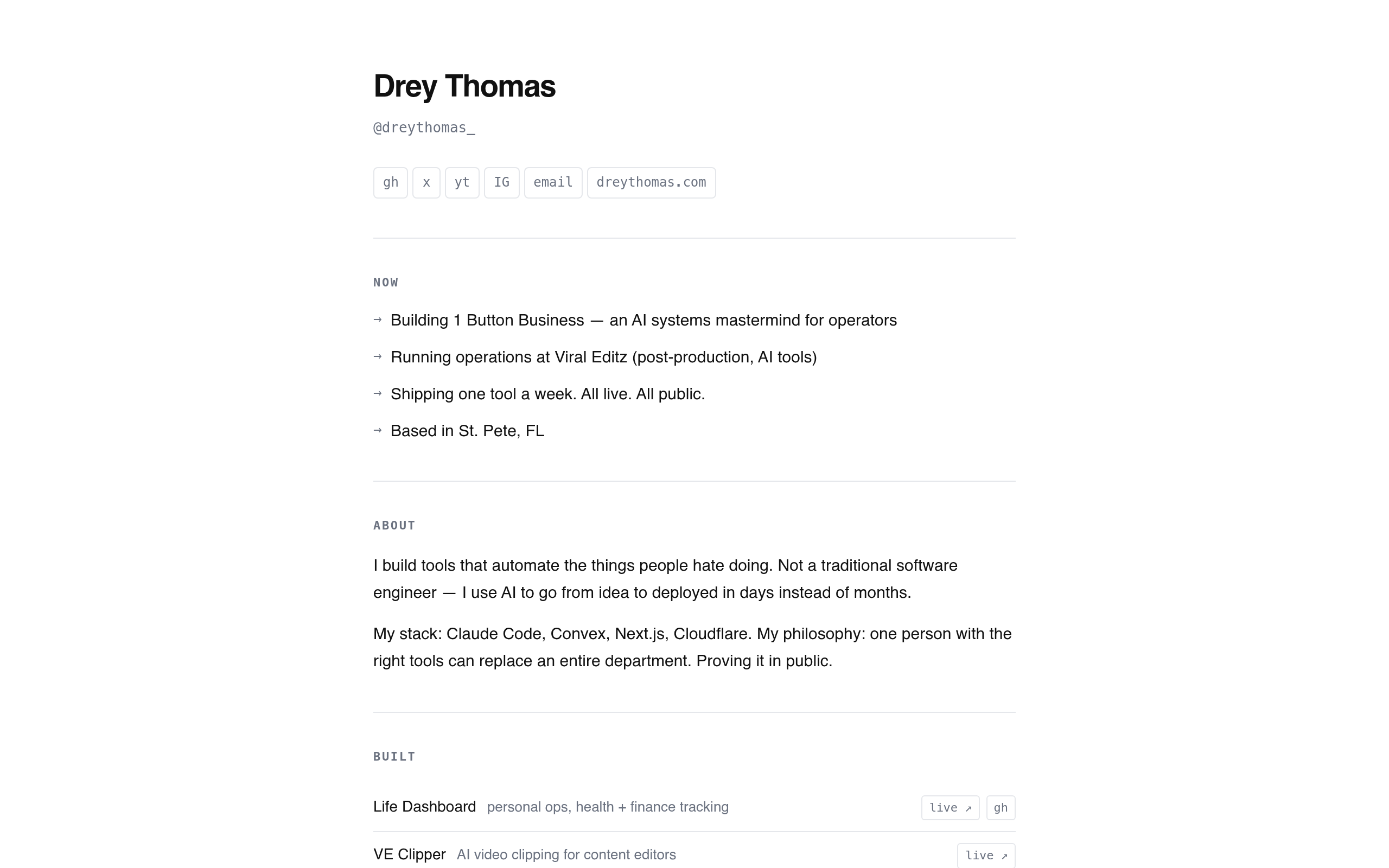 Minimal Dev Portfolio — Drey's Take