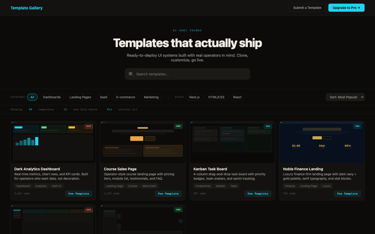 Template Gallery Demo